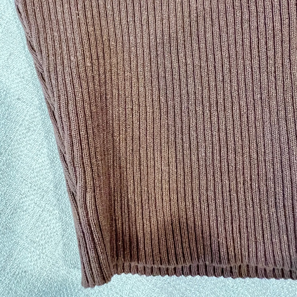 Brown Ribbed Crew Neck Sweater - Picture 5 of 15